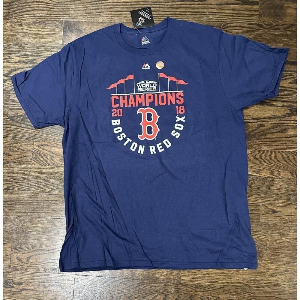 Majestic 2018 Team Roster Red Sox World Champ Shirt Blue Mens 2xl XXL Shirt NWT